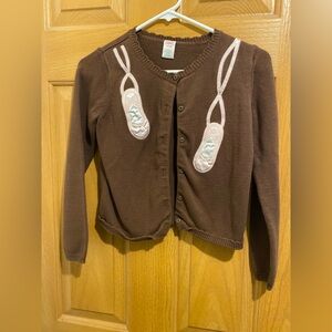 Gymboree Brown Cardigan with Ballet Shoe Design